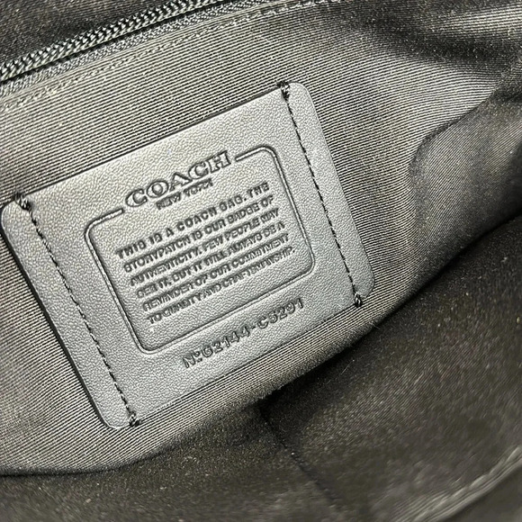 Coach Thompson Crossbody Bag Purse Jacquard Center Stripe Pebble Leather Black - Picture 8 of 12